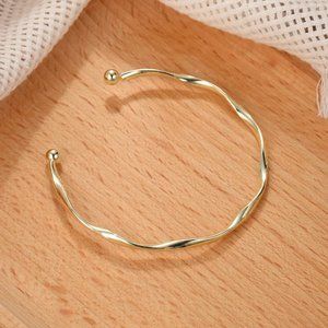 Gold Plated Twist Cuff Bangle Bracelet